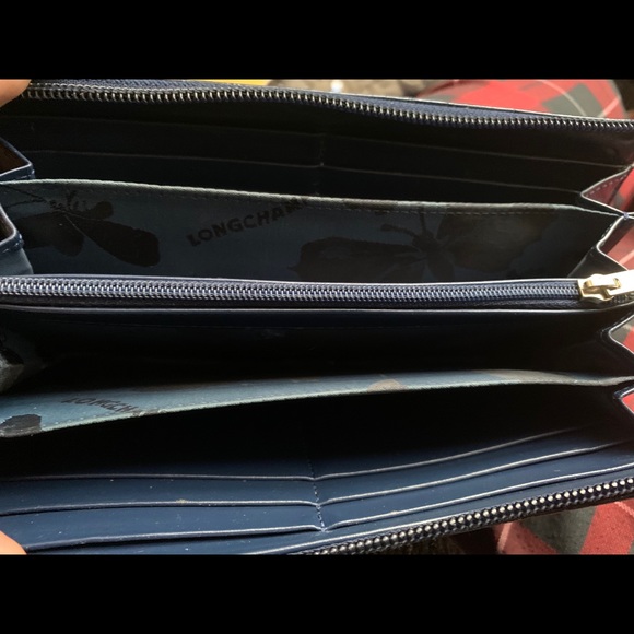 LONGCHAMP VTG CROC NAVY BLUE ACCORDION STYLE ZIPPED Wallet GORG RARE DISTRESSED - Picture 6 of 11